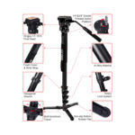 KINGJOY MP208F + VT1510+ M3 Proff. Video & Photo  Monopod with Fluid Drag Head - Image 2