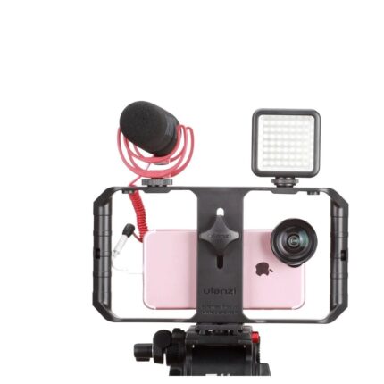 Phone Stabilizer Portable Dual Handheld Kit with LED & Mic