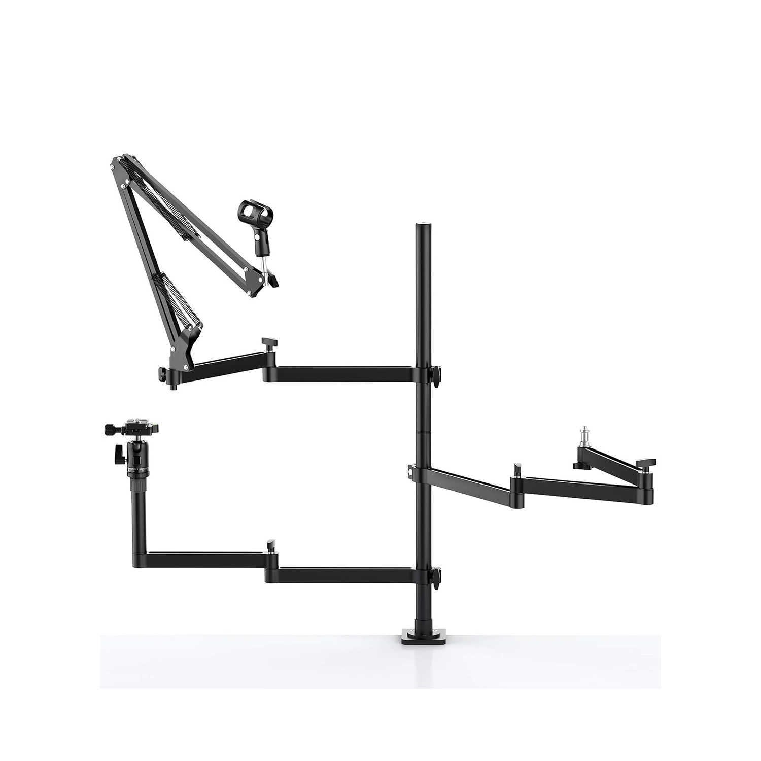 Ulanzi live broadcast stand with table clamp and 3 arms (4) Ulanzi Live Broadcast Stand With Table Clamp and 3 Arms - Image 1