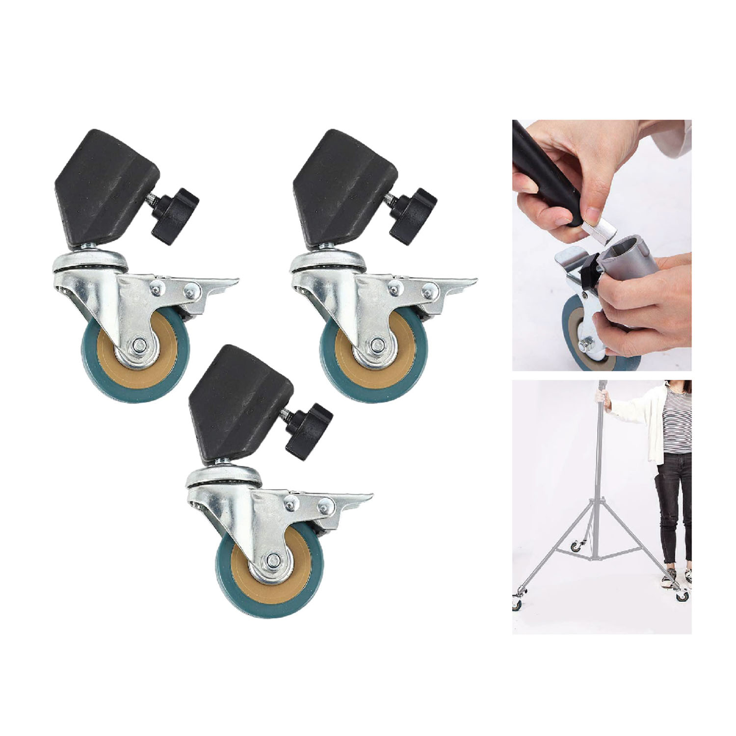 Wheels Heavy Duty For Light Stands Size 22cm - 3 Pcs (1) Wheels Heavy Duty For Light Stands Size 22cm - 3 Pcs - Image 1