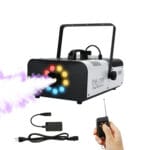 Tengchang 1500W Smoke Fog Machine RGB 9 LED DJ Halloween Party Stage Light with Remote Controller