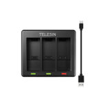 TELESIN Dual Battery With Dock Charger for GoPro Hero 9-10-11 Action Camera