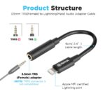 BOYA by-k8 Female 3.5mm TRS Microphone Adapter Cable to Lightning - Image 2