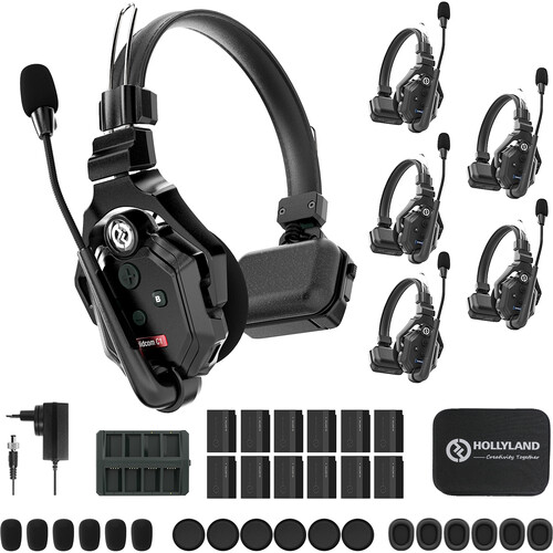 Hollyland Solidcom C1-6S Full-Duplex Wireless DECT Intercom System with 6 Headsets (2) Hollyland Solidcom C1-6S Full-Duplex Wireless DECT Intercom System with 6 Headsets - Image 1