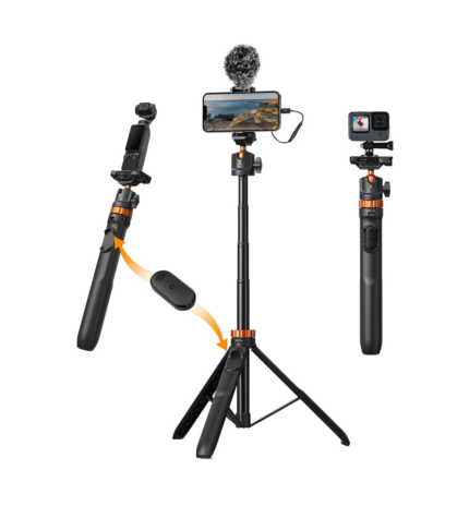 K&F CONCEPT 62'' Phone Selfie Stick Tripod, 2-in-1 Lightweight Extendable Cell Phone Tripod Stand with Remote