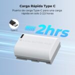 K&F CONCEPT LP-E6NH Battery Improved 2600 mAh Hight capacity with Type-C Fast Charging For Canon - Image 3