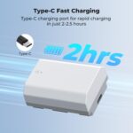K&F CONCEPT NP-FZ100 Battery Improved Hight capacity 2600 mAh with Type-C Fast Charging - Image 5