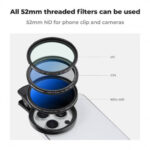 K&F Concept 52mm Clip-on ND2-400 Variable ND Filter Kit for Phone - Image 4