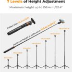 K&F CONCEPT 62'' Phone Selfie Stick Tripod, 2-in-1 Lightweight Extendable Cell Phone Tripod Stand with Remote - Image 2