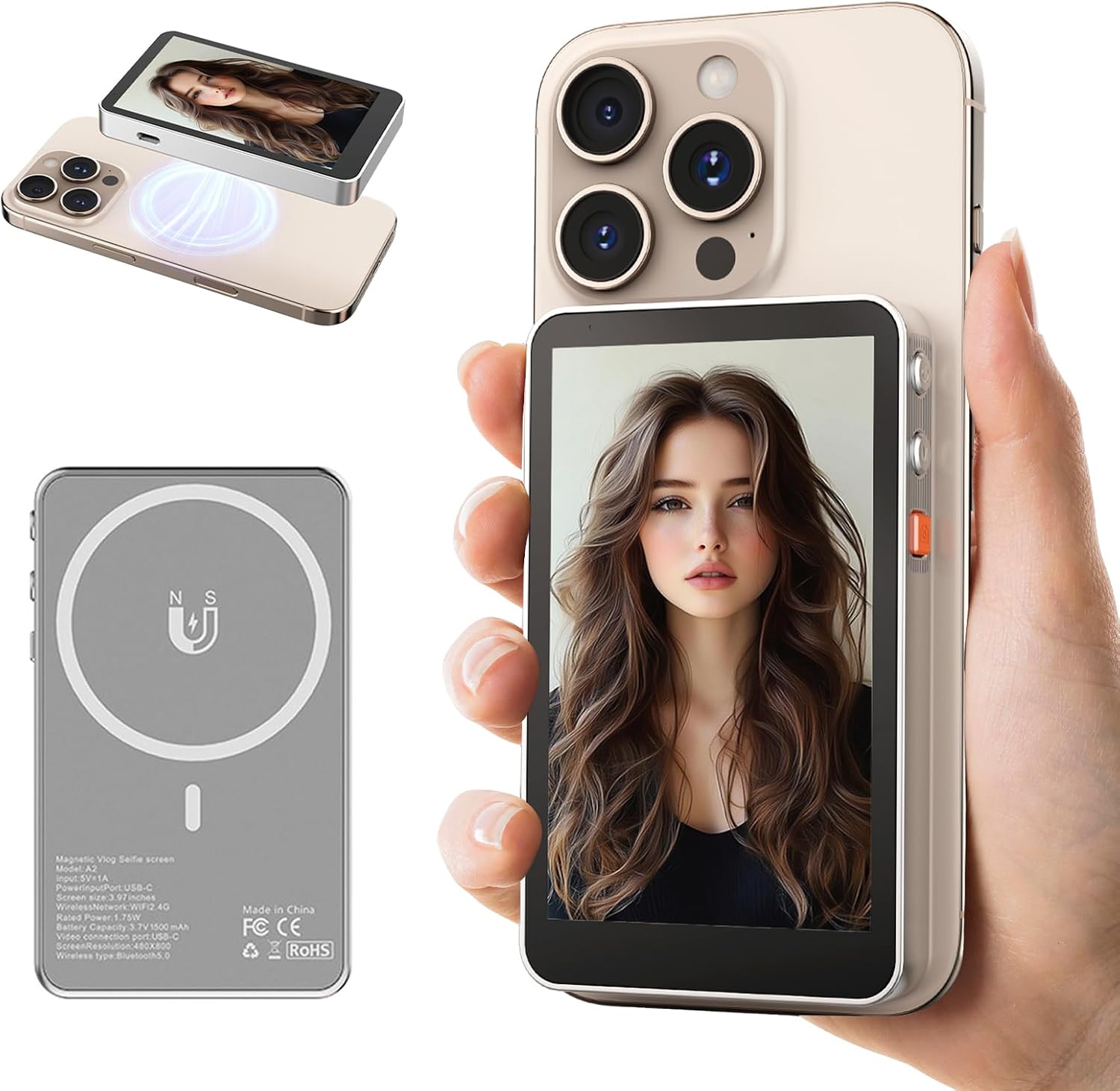 Magnetic Phone Vlog Selfie Monitor Screen A2 (10) Magnetic Phone Vlog Selfie Monitor Screen A2 - Image 1