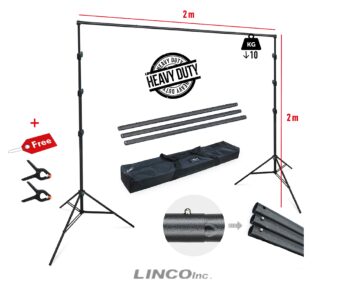 Muslin Backdrop for Photo Video Studio 2x3m + Background Support Stand 2x2m - Image 2