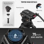 YouCam Quick Height Adjust Professional Video Tripod with Fluid Head - Image 3