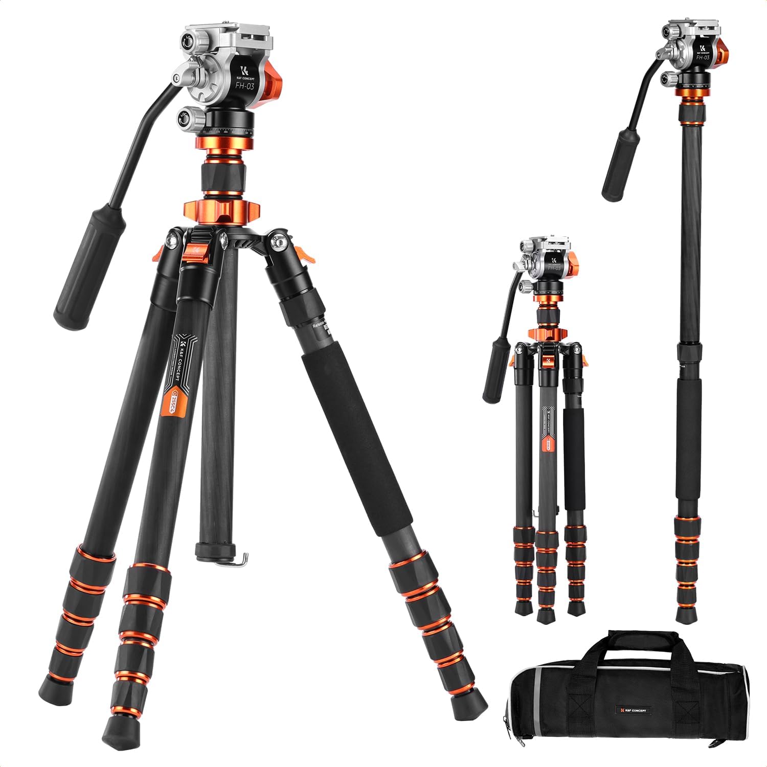 61mDqW5fJvL._AC_SL1500_ K&F CONCEPT Tripod for Camera ''68'' Carbon Fiber Tripod - Image 1