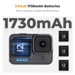 K&F CONCEPT GoPro Hero 12 Battery 3-Pack and 3-Slot USB Charger - Image 2