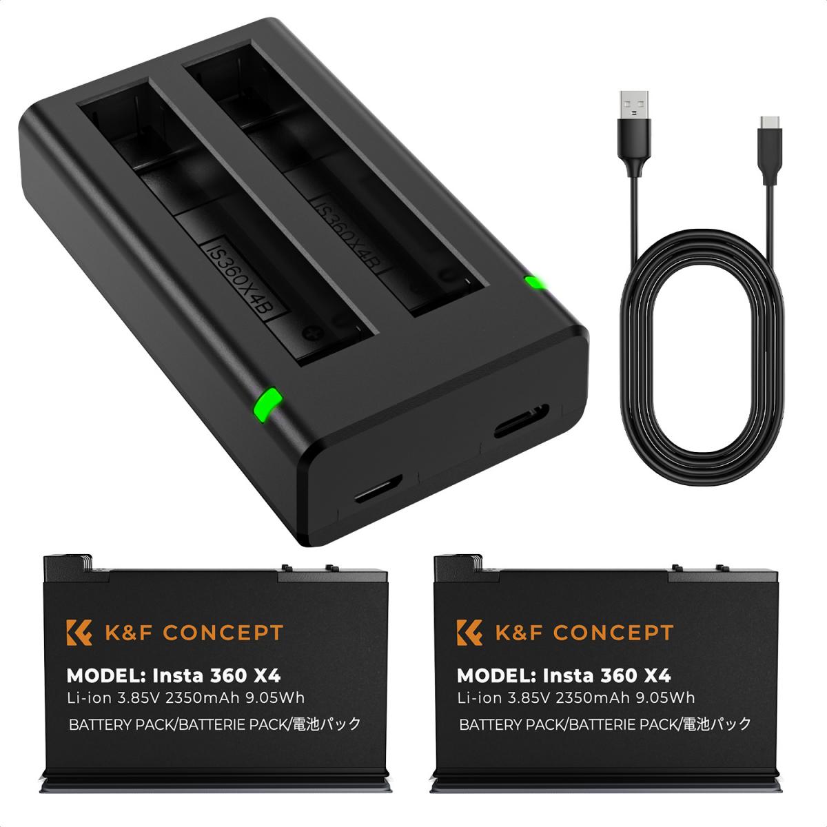 K&F CONCEPT Insta360 X4 Dual Battery and Dual USB Charger (1) K&F CONCEPT Insta360 X4 Dual Battery and Dual USB Charger - Image 1