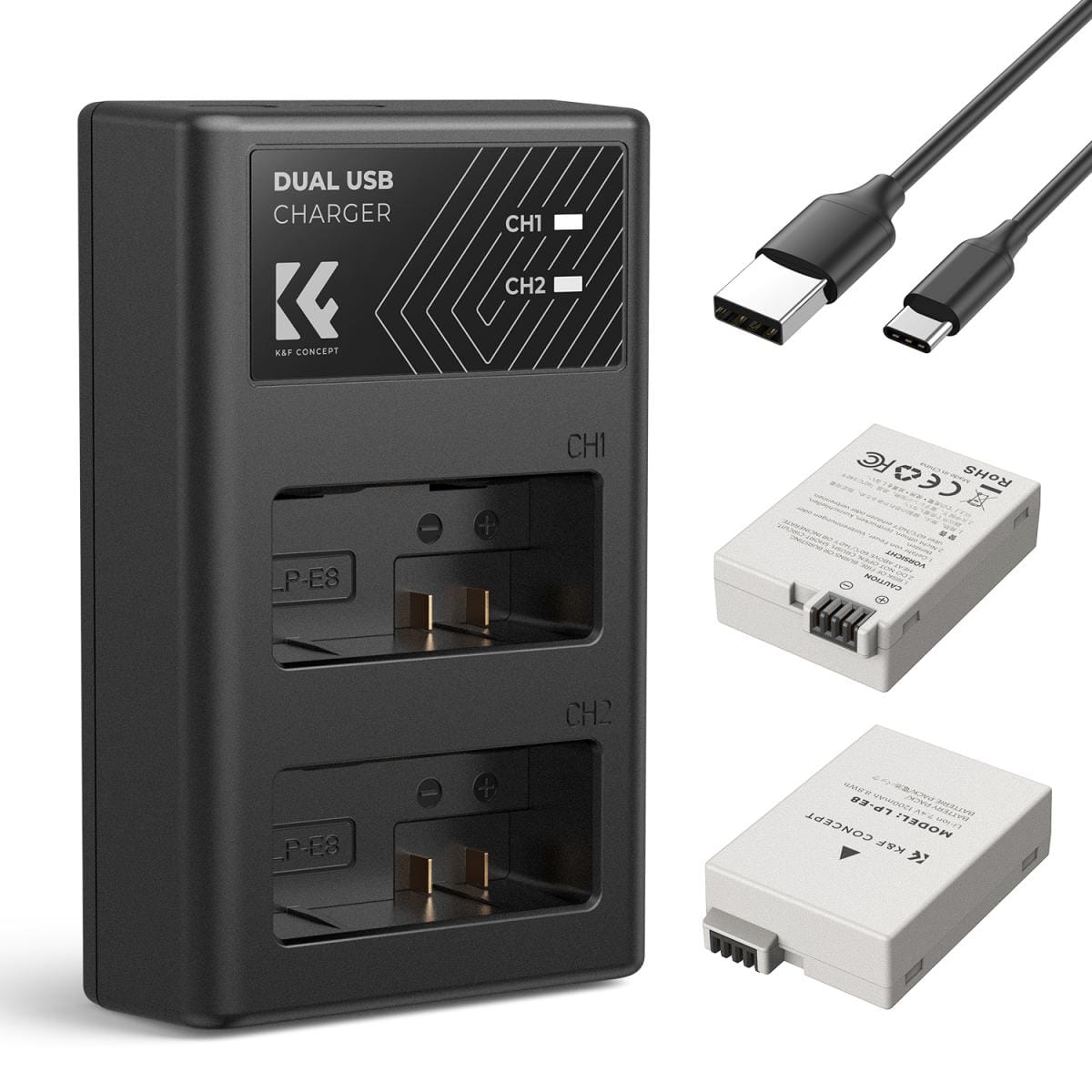 K&F CONCEPT LP-E10 Dual Battery and Dual USB Charger For Canon (1) K&F CONCEPT LP-E8 Dual Battery and Dual USB Charger For Canon - Image 1