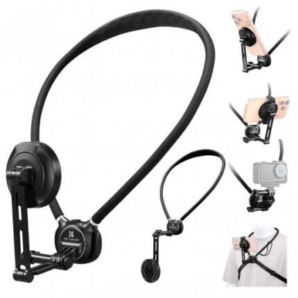 K&F CONCEPT Neck Phone Holder, 2-in-1 Magnetic & Clip-on Phone Neck Holde