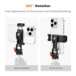K&F Concept Metal Phone Tripod Mount,Universal Smartphone Stand with 2 Cold Shoe Mount - Image 4