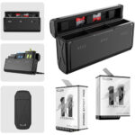 TELESIN 3-Channel Pocket Charger Kit with 2 x Stamina Batteries for GoPro HERO11-10-9 - Image 3