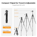 K&F Concept 75" Lightweight Tripod, Camera Compact Tripod with Remote - Image 5